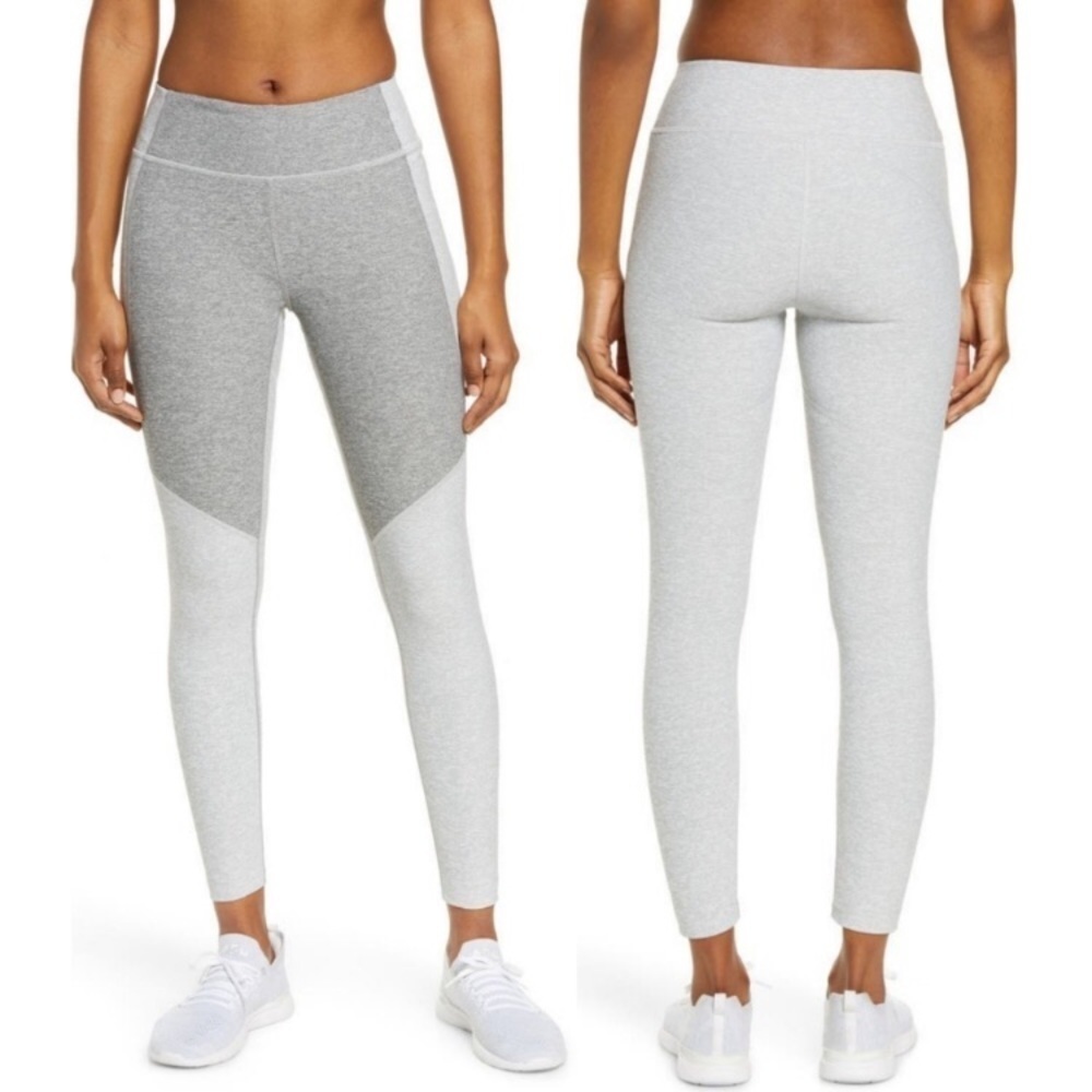 Outdoor Voice 2 tone warm up leggings in dove/ash color - L